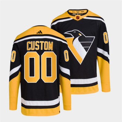 Pittsburgh Penguins Custom Men's adidas Reverse Retro 2.0 Authentic Player Jersey Black